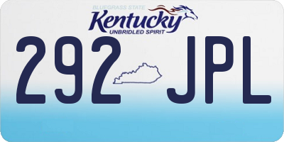 KY license plate 292JPL