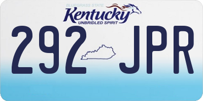 KY license plate 292JPR