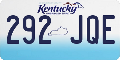 KY license plate 292JQE