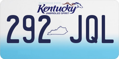 KY license plate 292JQL