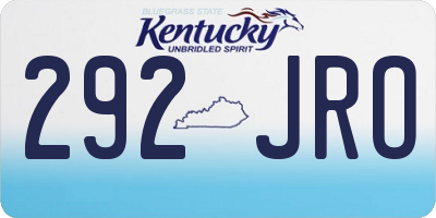 KY license plate 292JRO