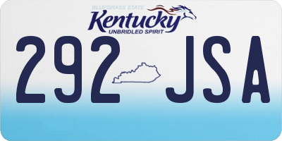 KY license plate 292JSA