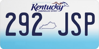 KY license plate 292JSP