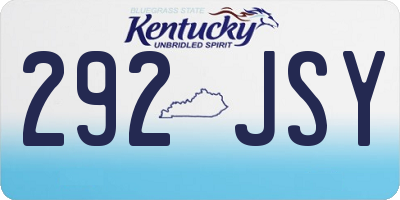 KY license plate 292JSY