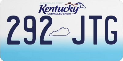 KY license plate 292JTG