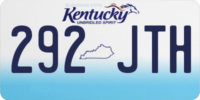 KY license plate 292JTH