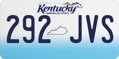 KY license plate 292JVS