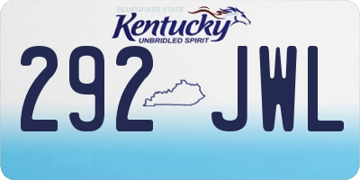 KY license plate 292JWL
