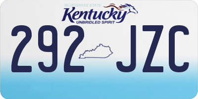 KY license plate 292JZC