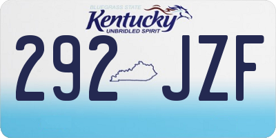 KY license plate 292JZF