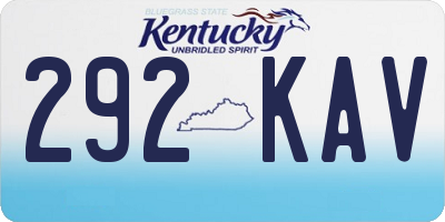 KY license plate 292KAV