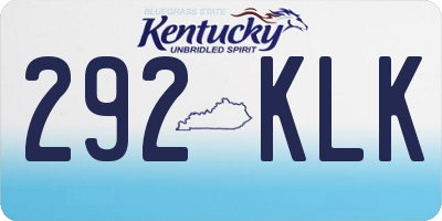 KY license plate 292KLK