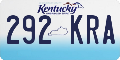KY license plate 292KRA