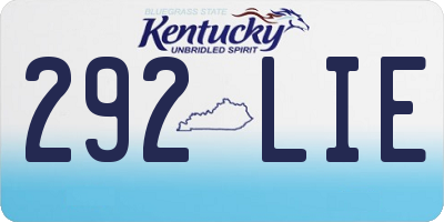 KY license plate 292LIE