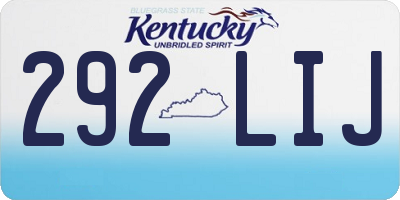 KY license plate 292LIJ