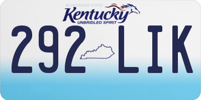 KY license plate 292LIK