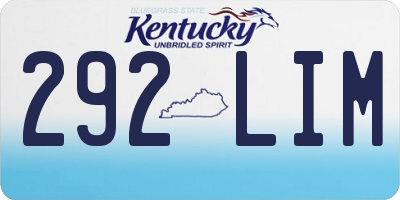 KY license plate 292LIM