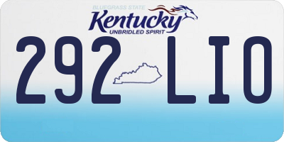 KY license plate 292LIO