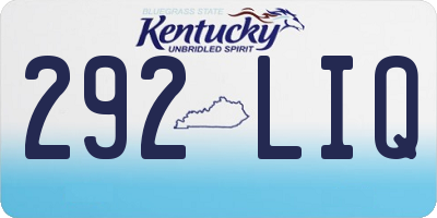 KY license plate 292LIQ