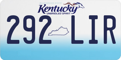 KY license plate 292LIR