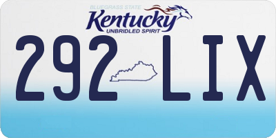 KY license plate 292LIX