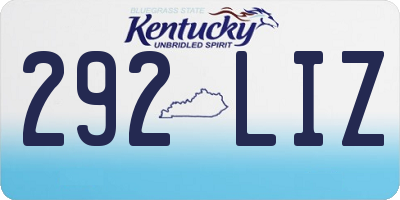 KY license plate 292LIZ