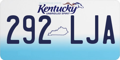 KY license plate 292LJA