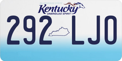 KY license plate 292LJO