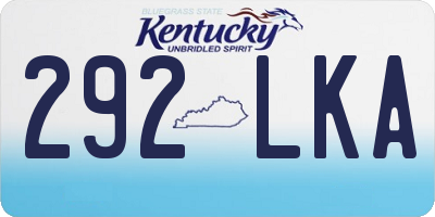 KY license plate 292LKA