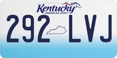 KY license plate 292LVJ