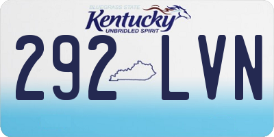KY license plate 292LVN