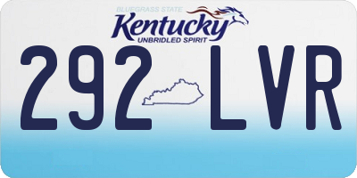 KY license plate 292LVR