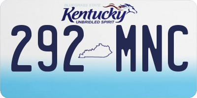 KY license plate 292MNC