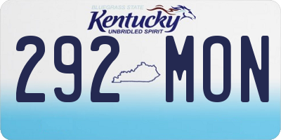KY license plate 292MON