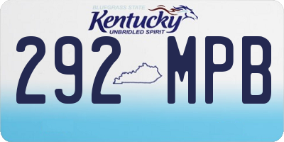 KY license plate 292MPB