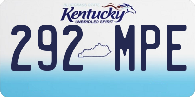 KY license plate 292MPE