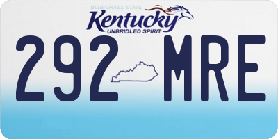 KY license plate 292MRE