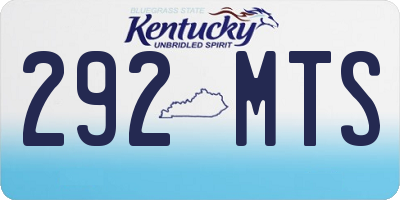 KY license plate 292MTS