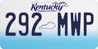 KY license plate 292MWP