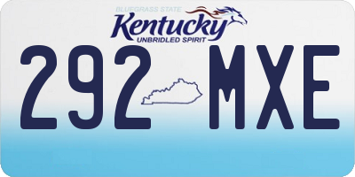 KY license plate 292MXE