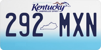 KY license plate 292MXN