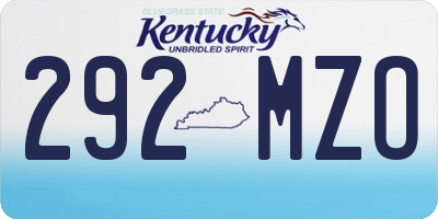 KY license plate 292MZO