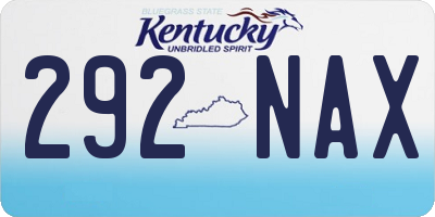 KY license plate 292NAX
