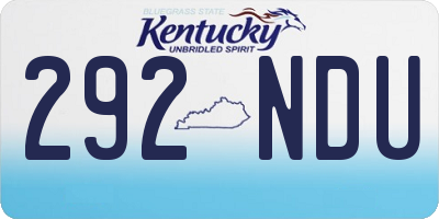 KY license plate 292NDU