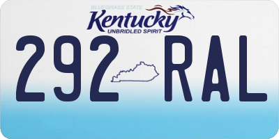 KY license plate 292RAL