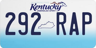KY license plate 292RAP