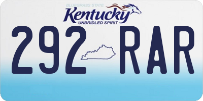 KY license plate 292RAR