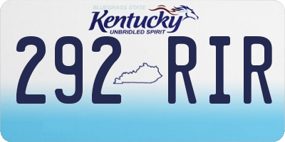KY license plate 292RIR