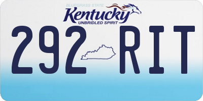 KY license plate 292RIT