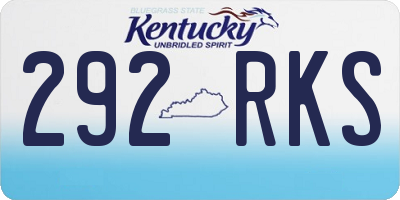 KY license plate 292RKS